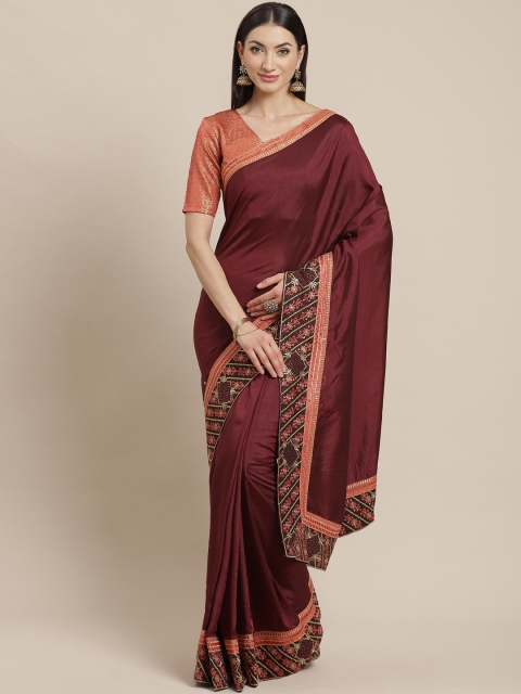 

Shangrila Creation Maroon Solid Saree