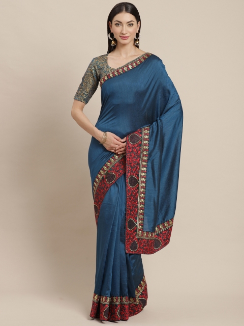 

Shangrila Creation Navy Blue Solid Saree