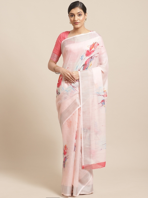 

Shangrila Creation Pink Floral Print Saree