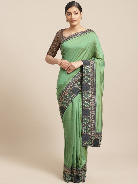 

Shangrila Creation Green Solid Saree