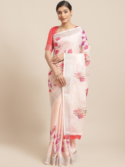 

Shangrila Creation Pink Floral Print Saree