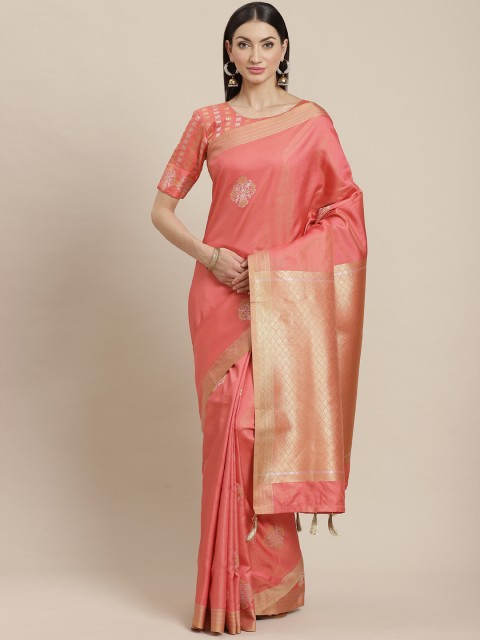 

Shangrila Creation Peach-Coloured & Golden Zari Woven Design Saree