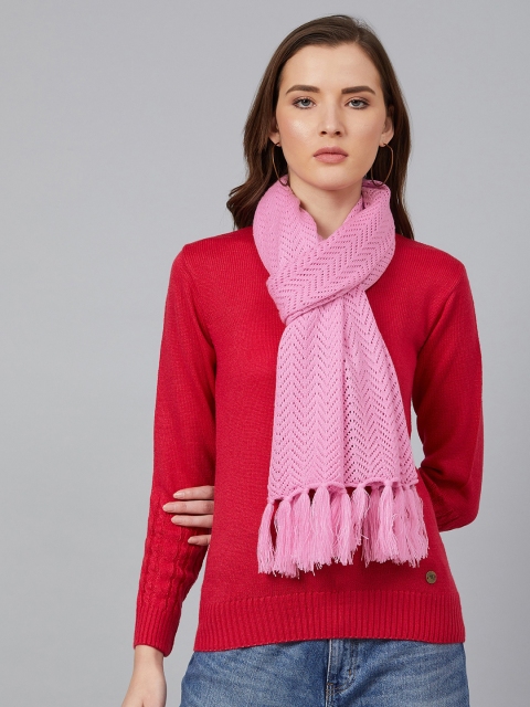 

Cayman Women Pink Chevron Woven Design Stole