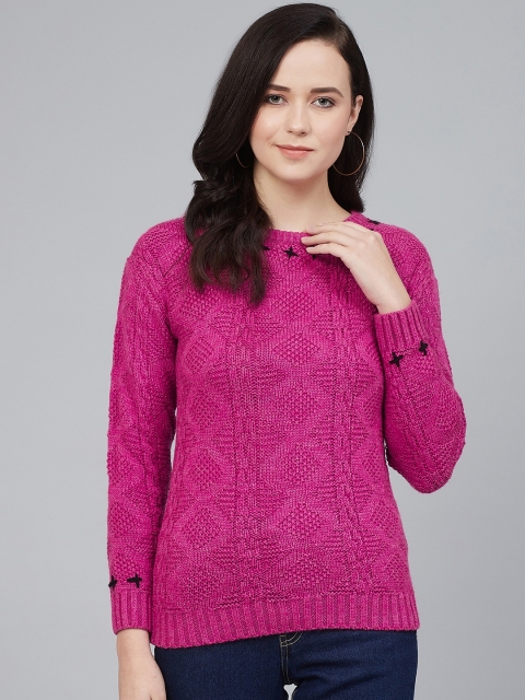 

Cayman Women Pink Self Design Pullover Sweater