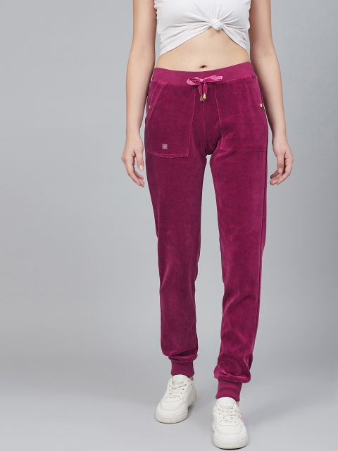 

Cayman Women Purple Solid Velvet Finish Joggers