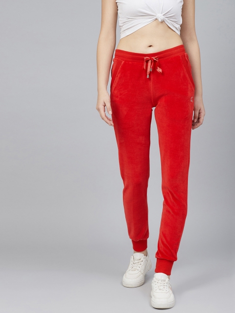 

Cayman Women Red Solid Velvet Finish Joggers