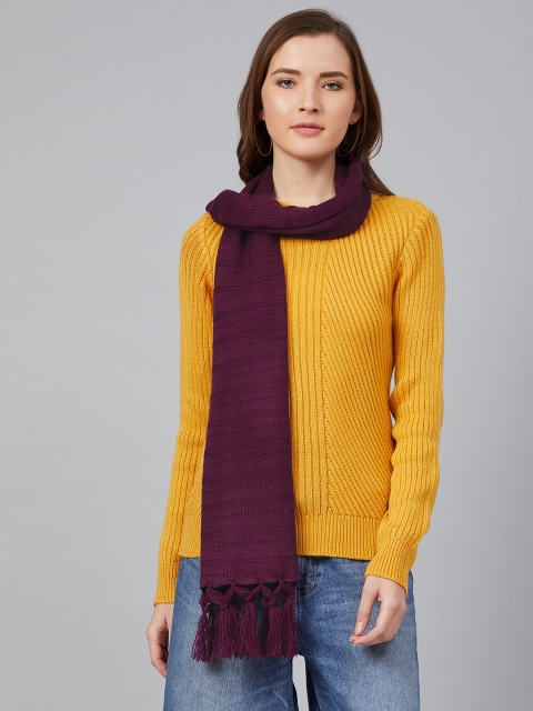 

Cayman Women Purple Open Knit Stole