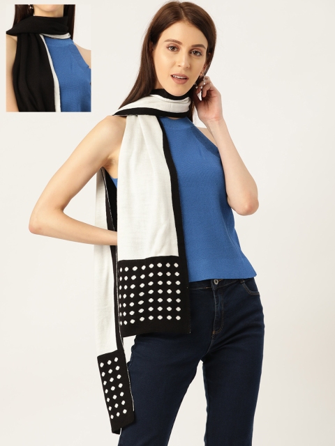 

Cayman Women Black & White Solid Reversible Acrylic Stole