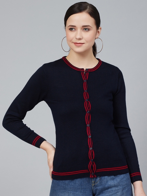 

Cayman Women Navy Blue Solid Cardigan