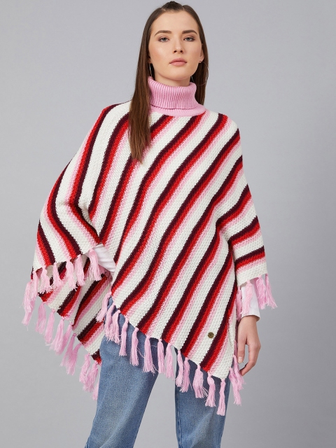 

Cayman Women White & Red Striped Poncho