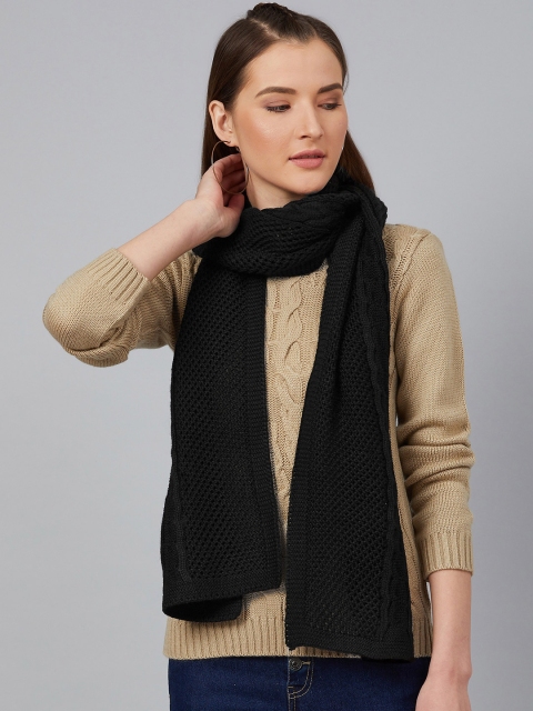 

Cayman Women Black Open Knit Woven Design Stole