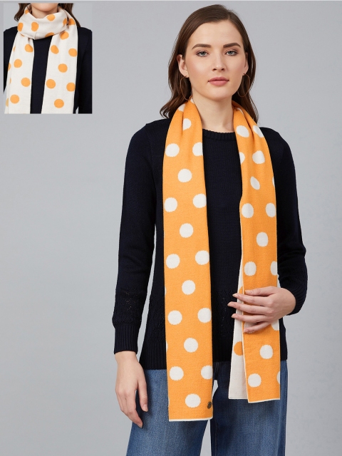 

Cayman Women Mustard Yellow & White Self-Design Reversible Stole