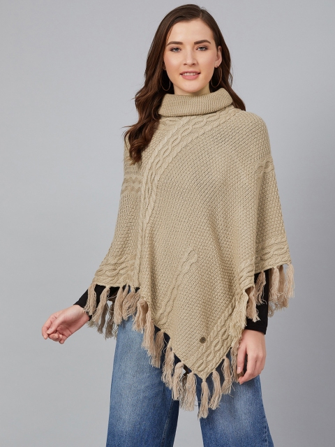 

Cayman Women Beige Cable Knit Poncho