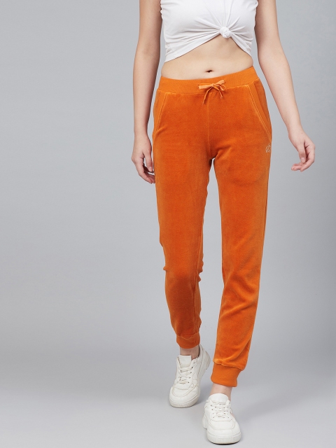 

Cayman Women Orange Solid Velvet Finish Joggers
