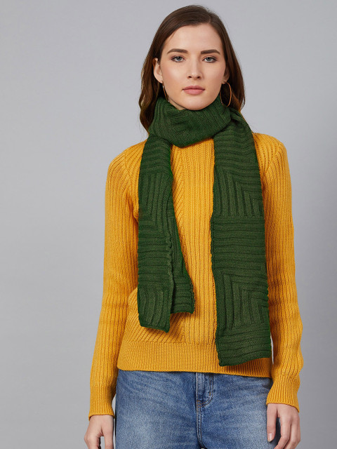 

Cayman Women Olive Green Self-Design Stole