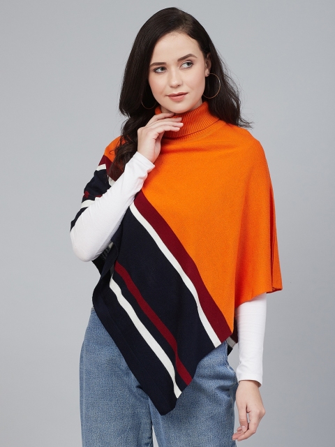 

Cayman Women Orange & Black Striped Poncho