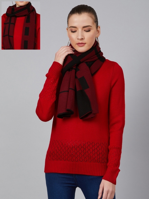 

Cayman Women Maroon & Black Self-Design Reversible Stole