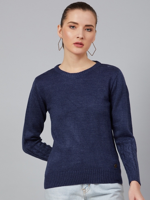 

Cayman Women Navy Blue Solid Pullover Acrylic Sweater