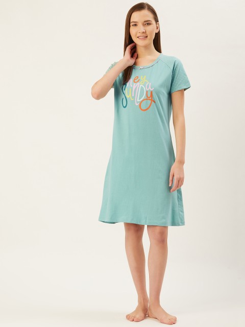 

July Nightwear Women Mint Green Ditsy Dots & Floral Print Nightdress