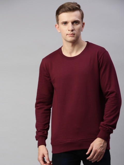 

UNSULLY Men Maroon Solid Sweatshirt