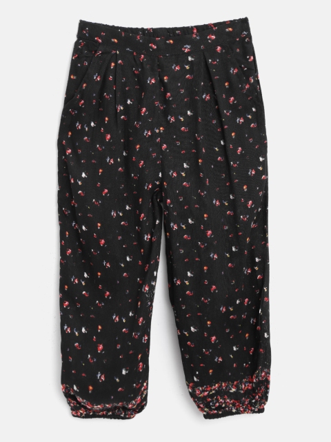 

I AM FOR YOU Girls Black & Red Tailored Loose Fit Printed Joggers