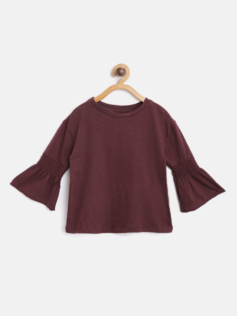 

I AM FOR YOU Girls Burgundy Solid Top