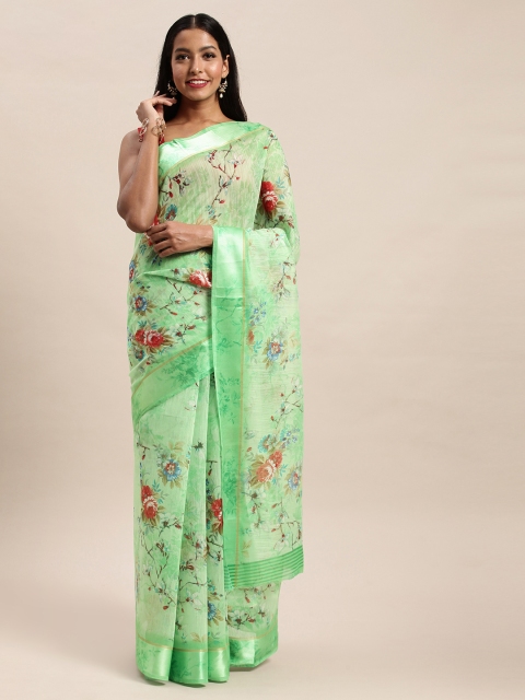 

SANGAM PRINTS Green Printed Polycotton Saree