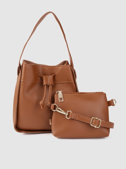 

CARLTON Women Set of 2 Brown Solid Handbags