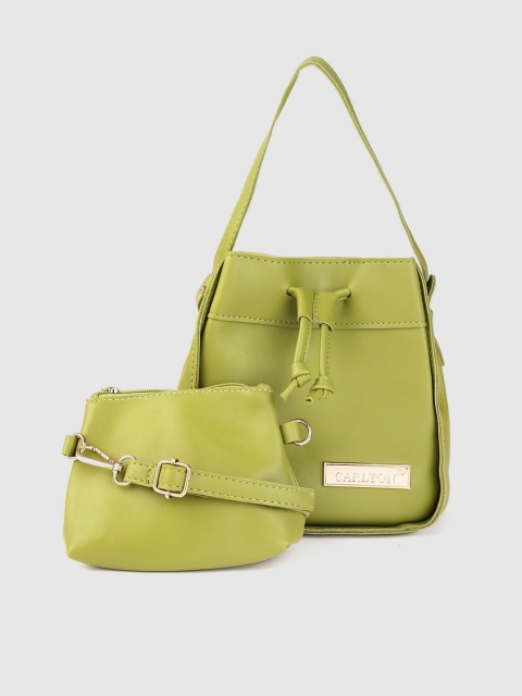 

CARLTON Set of 2 Green Solid Handbags