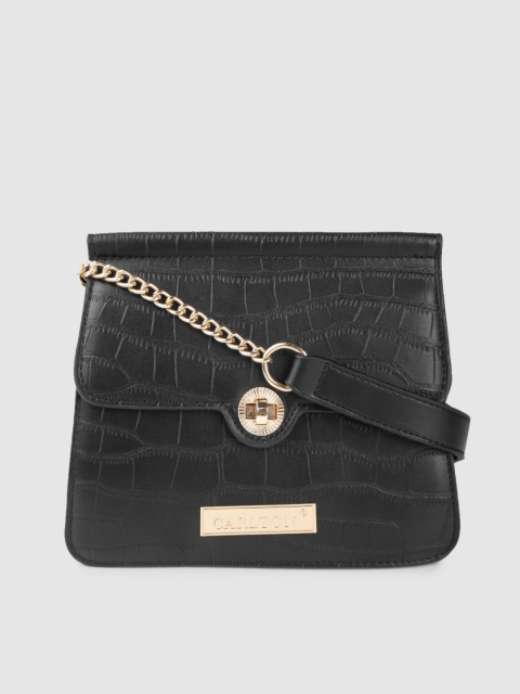 

CARLTON Black Croc Textured Sling Bag