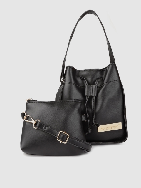 

CARLTON Women Set of 2 Black Solid Handbags