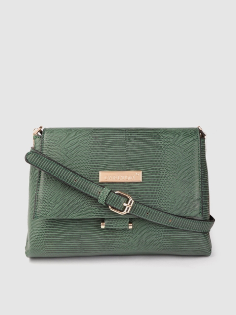 

CARLTON Green Snakeskin Textured Sling Bag