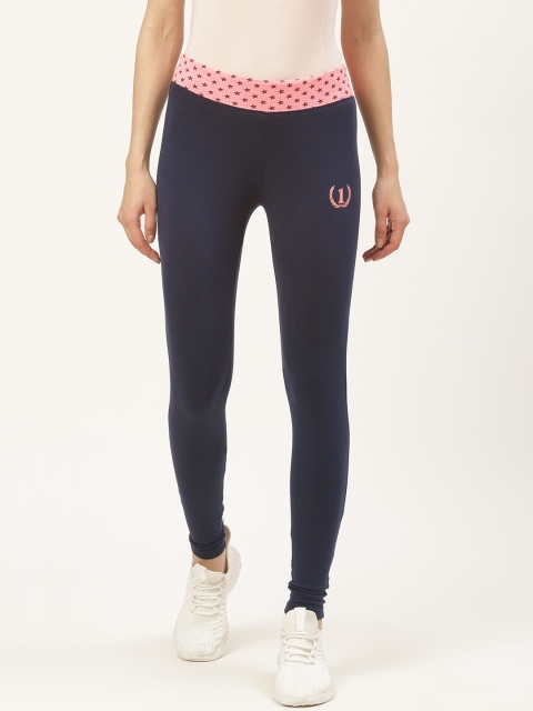 

onesport Women Navy Blue Skinny Fit Solid Running Tights