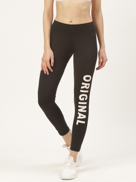 

onesport Women Black Printed Detail Cropped Training Tights