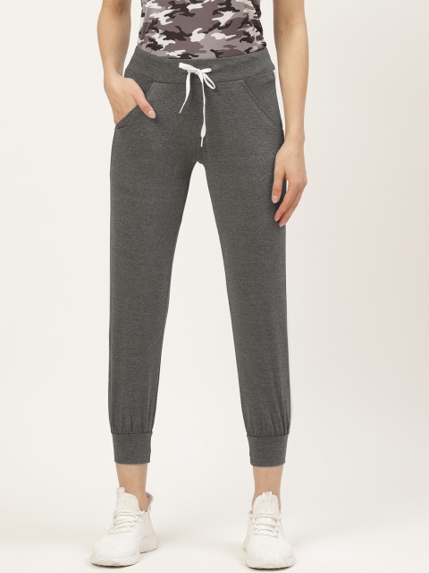 

onesport Women Red Comfort Fit Solid Cropped Joggers, Charcoal