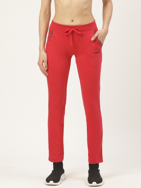 

onesport Women Red Solid Track Pants