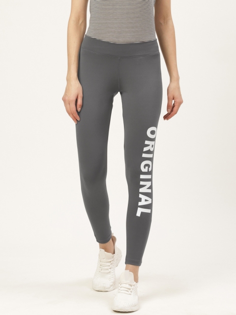

onesport Women Charcoal Grey Skinny Fit Printed Detail Tights