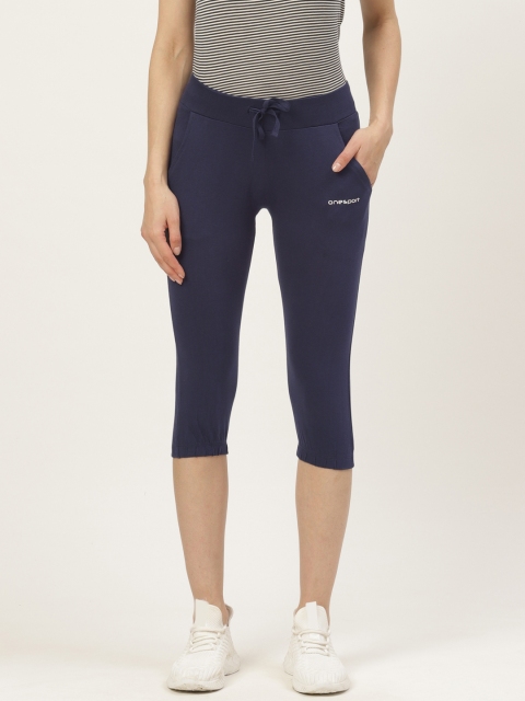 

onesport Women Navy Blue Solid Capris