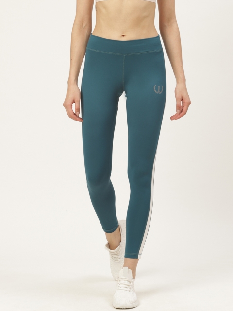 

onesport Women Teal Blue Skinny Fit Solid Training Tights