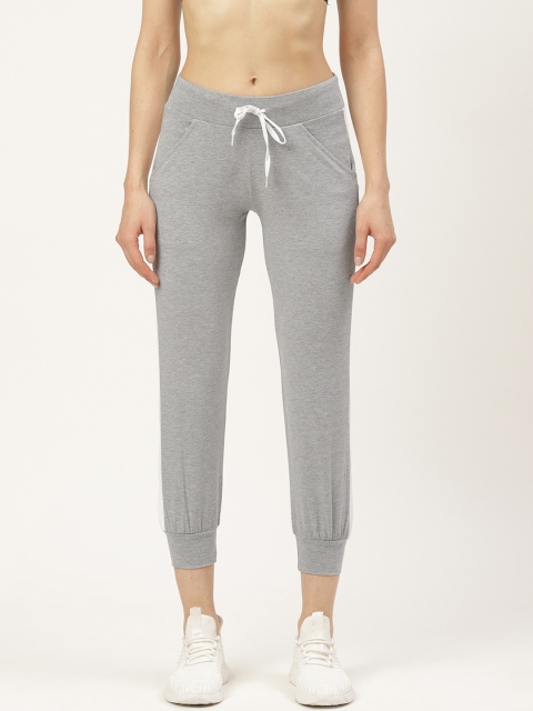 

onesport Women Grey Melange Comfort Fit Solid Cropped Joggers