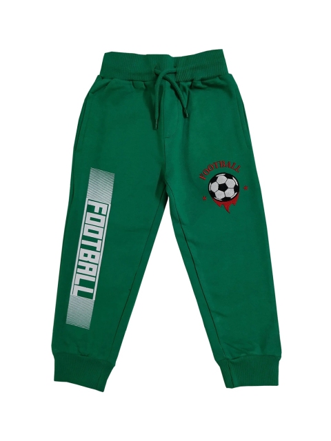 

KiddoPanti Boys Green Printed Fleece Joggers