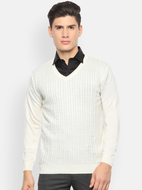 

Van Heusen Men White Self Design Pullover Sweater