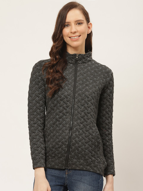 

Deewa Women Charcoal Grey Self Design Sweatshirt