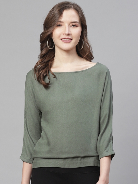 

I AM FOR YOU Women Olive Green Solid Top
