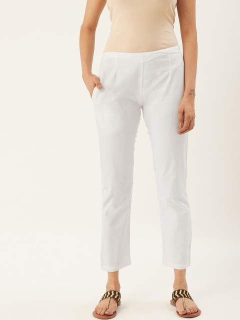 

RANGMAYEE Women White Smart Regular Fit Solid Trousers