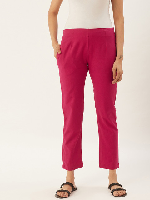

RANGMAYEE Women Magenta Smart Regular Fit Solid Trousers
