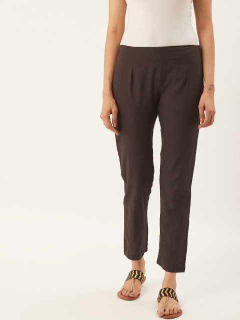 

RANGMAYEE Women Coffee Brown Smart Regular Fit Solid Trousers