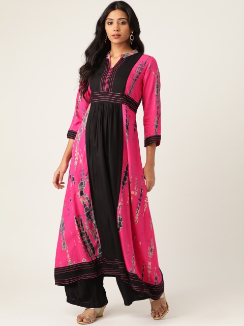 

RANGMAYEE Women Pink & Black Dyed A-Line Kurta