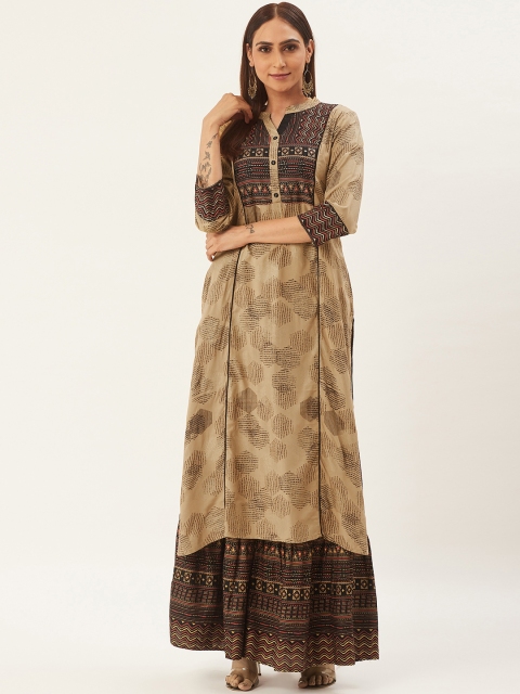 

RANGMAYEE Women Beige & Brown Printed Kurta with Palazzos