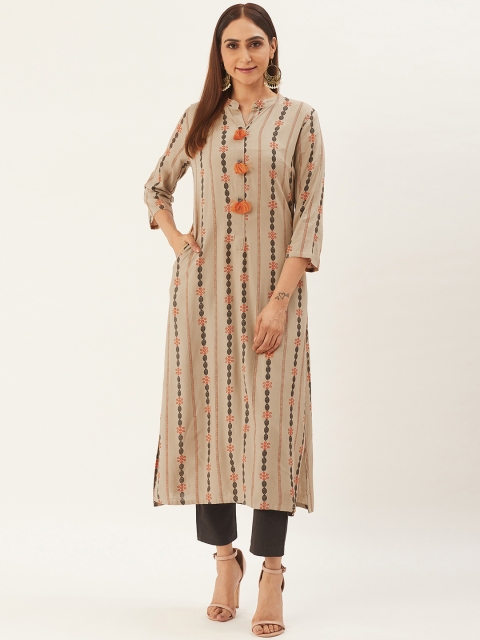 

RANGMAYEE Women Beige & Coffee Brown Printed Kurta with Trousers